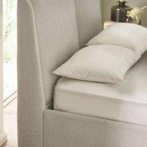 Maddock Beige Fabric Ottoman Storage Double Bed Frame with Lift-Up Storage & Padded Headboard