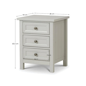 Julian Bowen Maine 3 Drawer Bedside Table – New England Style Nightstand with 3 Storage Drawers, Available in Anthracite, Surf White & Dove Grey