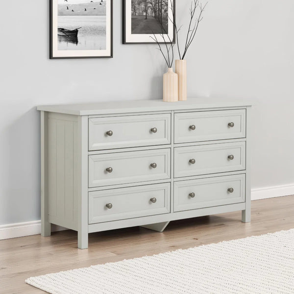 Julian Bowen Maine 6 Drawer Wide Chest of Drawers – Dove Grey New England Style Bedroom Storage Cabinet with Spacious Drawers