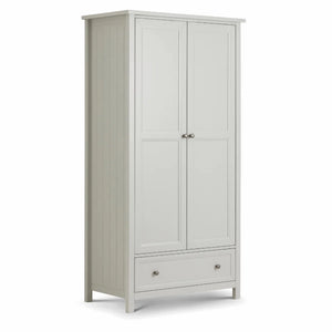 Julian Bowen Maine 2 Door Combination Wardrobe with Drawer – Dove Grey Lacquered Wooden Bedroom Storage Cabinet