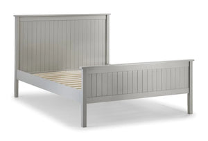 Maine Dove Grey Wooden Bed Frame with Panelled Headboard – Double 135cm