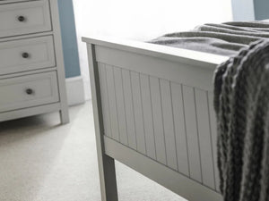 Maine Dove Grey Wooden Bed Frame with Panelled Headboard – Double 135cm