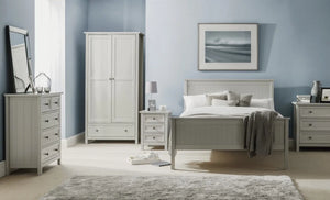 Maine Dove Grey Wooden Bed Frame with Panelled Headboard – Double 135cm