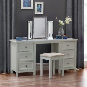 Julian Bowen Maine Dressing Table with 6 Drawers – Dove Grey New England Style Wooden Vanity Desk