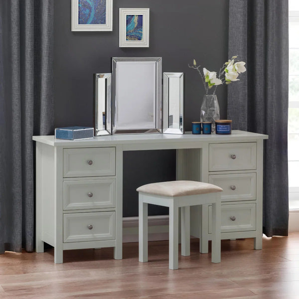 Julian Bowen Maine Dressing Table with 6 Drawers – Dove Grey New England Style Wooden Vanity Desk