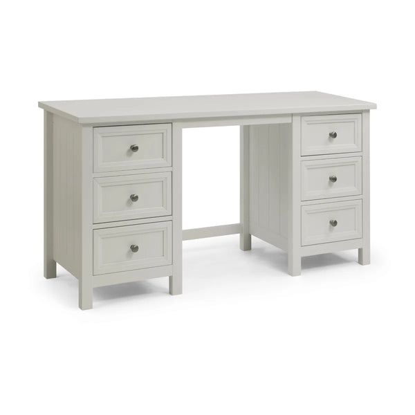 Julian Bowen Maine Dressing Table with 6 Drawers – Dove Grey New England Style Wooden Vanity Desk