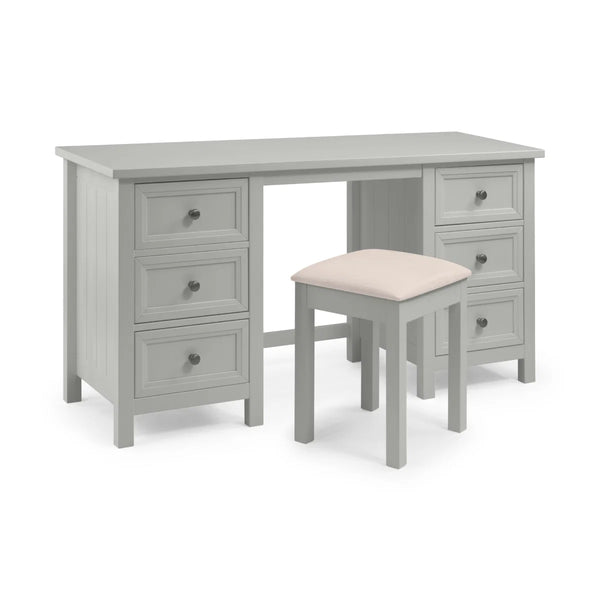 Julian Bowen Maine Dressing Table with 6 Drawers – Dove Grey New England Style Wooden Vanity Desk