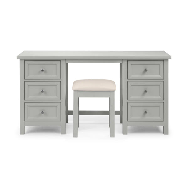 Julian Bowen Maine Dressing Table with 6 Drawers – Dove Grey New England Style Wooden Vanity Desk