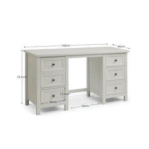 Julian Bowen Maine Dressing Table with 6 Drawers – Dove Grey New England Style Wooden Vanity Desk