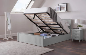Julian Bowen Maine Ottoman Bed Frame in Dove Grey – New England Style Wooden Bed with Lift-Up Storage
