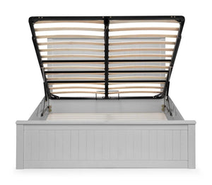 Julian Bowen Maine Ottoman Bed Frame in Dove Grey – New England Style Wooden Bed with Lift-Up Storage