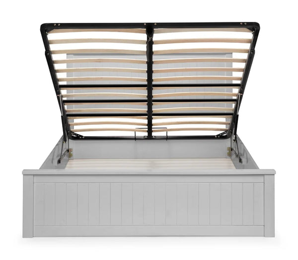 Julian Bowen Maine Ottoman Bed Frame in Dove Grey – New England Style Wooden Bed with Lift-Up Storage