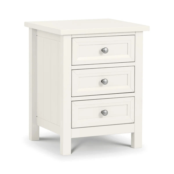 Julian Bowen Maine 3 Drawer Bedside Table – New England Style Nightstand with 3 Storage Drawers, Available in Anthracite, Surf White & Dove Grey