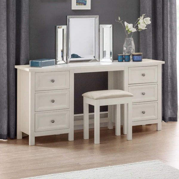 Julian Bowen Maine Dressing Table with 6 Drawers – Dove Grey New England Style Wooden Vanity Desk