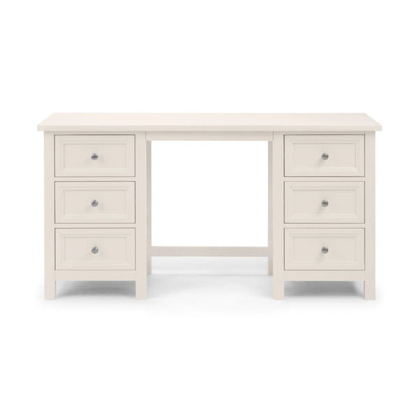 Julian Bowen Maine Dressing Table with 6 Drawers – Dove Grey New England Style Wooden Vanity Desk