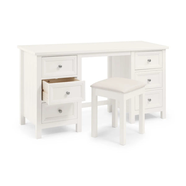 Julian Bowen Maine Dressing Table with 6 Drawers – Dove Grey New England Style Wooden Vanity Desk