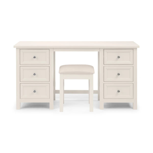 Julian Bowen Maine Dressing Table with 6 Drawers – Dove Grey New England Style Wooden Vanity Desk