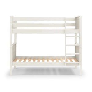 Maine White Wooden Bunk Bed with Convertible Twin Single Design – New England Style Kids & Guest Bed Frame
