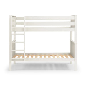 Maine White Wooden Bunk Bed with Convertible Twin Single Design – New England Style Kids & Guest Bed Frame