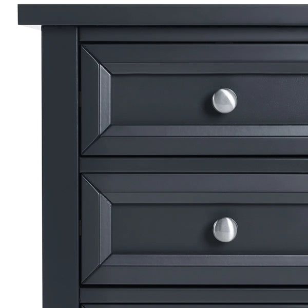 Julian Bowen Maine 3 Drawer Bedside Table – New England Style Nightstand with 3 Storage Drawers, Available in Anthracite, Surf White & Dove Grey