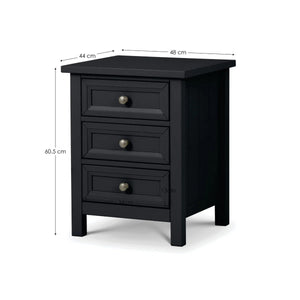 Julian Bowen Maine 3 Drawer Bedside Table – New England Style Nightstand with 3 Storage Drawers, Available in Anthracite, Surf White & Dove Grey