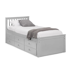 Maisie Light Grey Wooden Captain's Bed with Pull-Out Underbed & Storage Drawers – Single