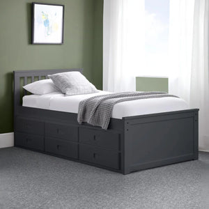 Maisie Single Captain's Bed with Pull-Out Guest Bed & Storage Drawers – White Lacquer