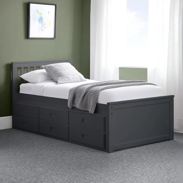 Maisie Single Captain's Bed with Pull-Out Guest Bed & Storage Drawers – White Lacquer