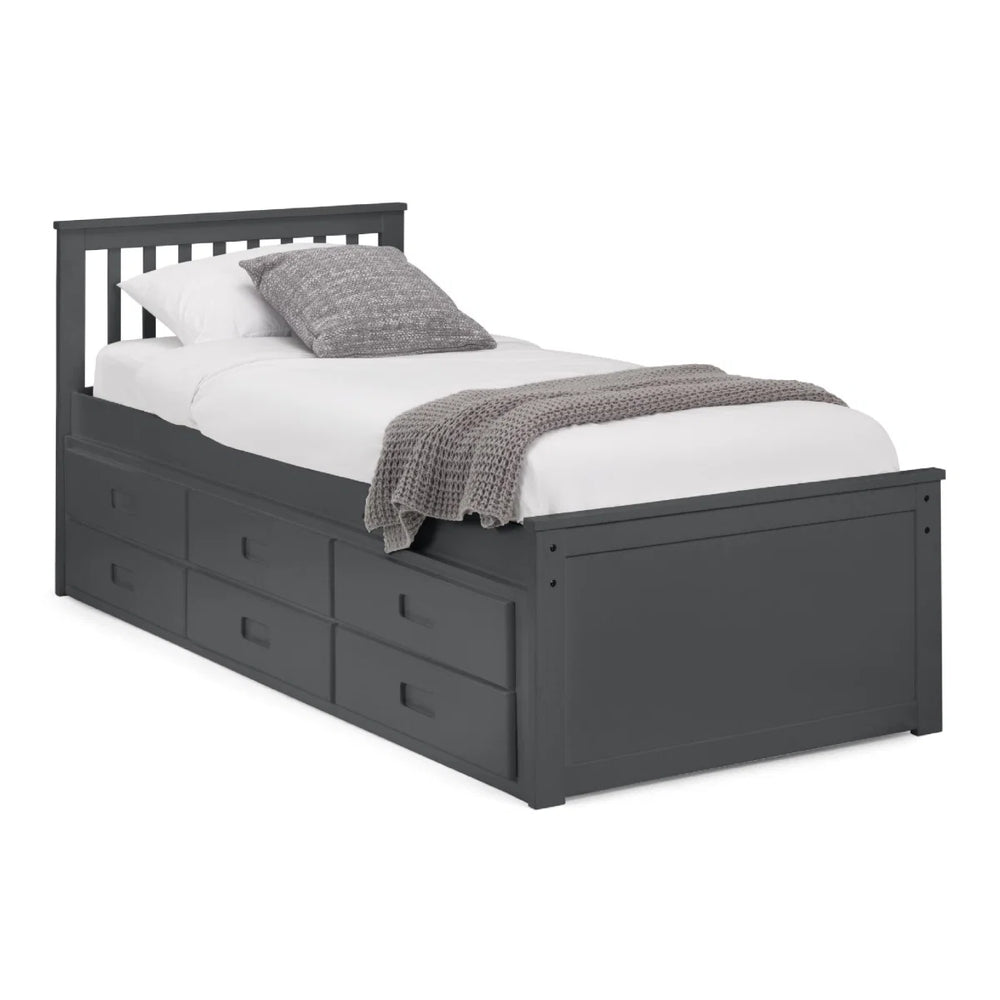 Maisie Single Captain's Bed with Pull-Out Guest Bed & Storage Drawers – White Lacquer