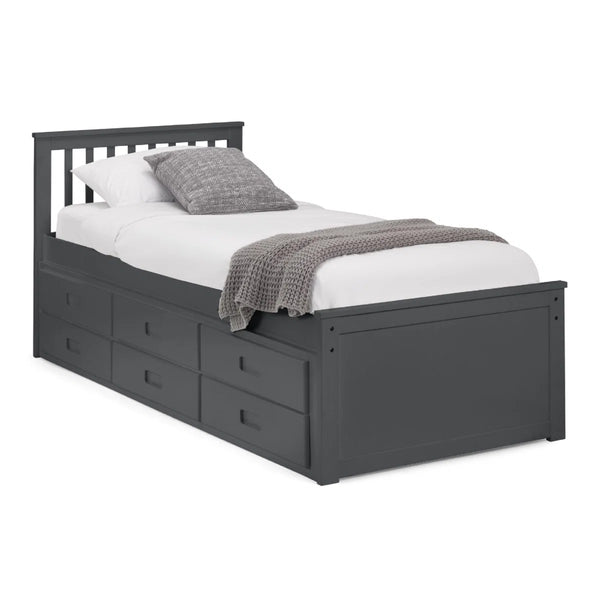 Maisie Single Captain's Bed with Pull-Out Guest Bed & Storage Drawers – White Lacquer