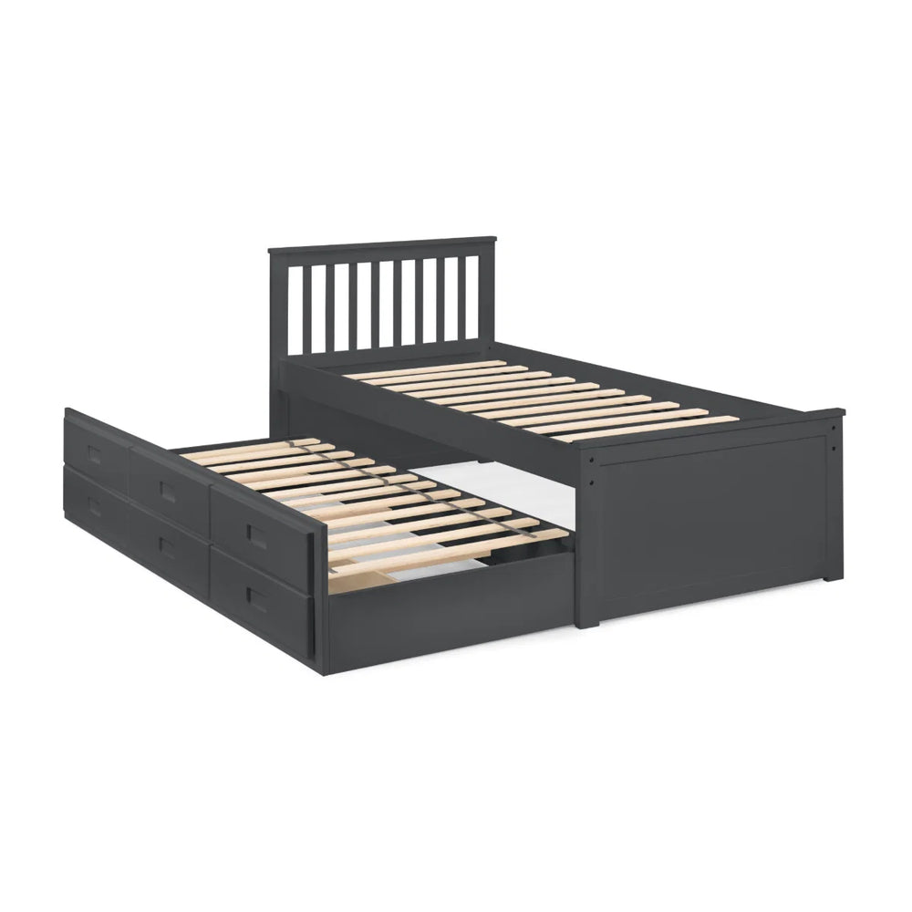 Maisie Single Captain's Bed with Pull-Out Guest Bed & Storage Drawers – White Lacquer