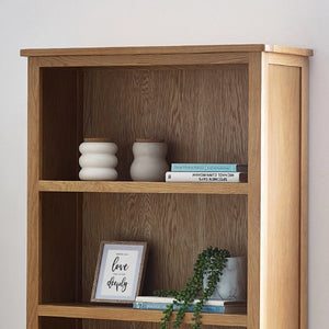 Julian Bowen Mallory Solid Oak Tall Bookcase with 5 Spacious Shelves