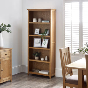 Julian Bowen Mallory Solid Oak Tall Bookcase with 5 Spacious Shelves