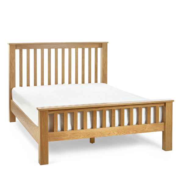 Mallory Solid Oak High Footend Bed Frame – Classic Wooden Bed with Slatted Base – Double & King Size