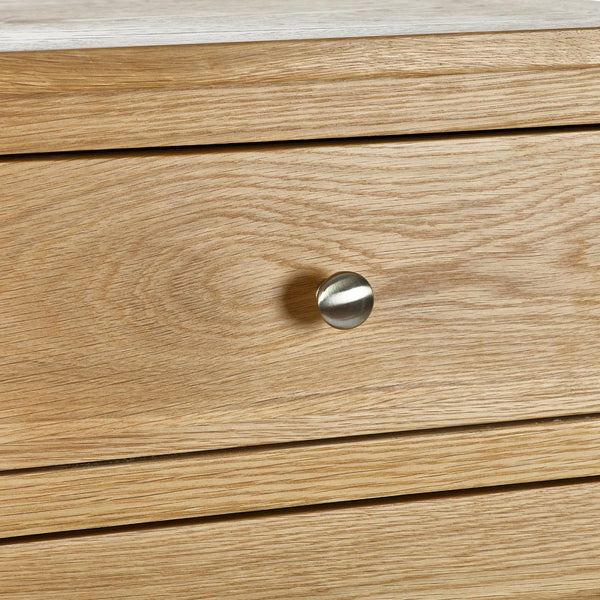 Mallory Solid Oak 7 Drawer Slim Chest – Narrow Wooden Bedroom Storage Cabinet with Oak Veneer Finish