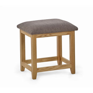 Julian Bowen Mallory Solid Oak 6 Drawer Dressing Table with Grey Padded Stool – Oak Veneer Bedroom Vanity Set