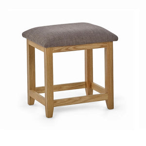 Mallory Solid Oak 3 Drawer Dressing Table with Grey Padded Stool – Oak Veneer Bedroom Vanity Set