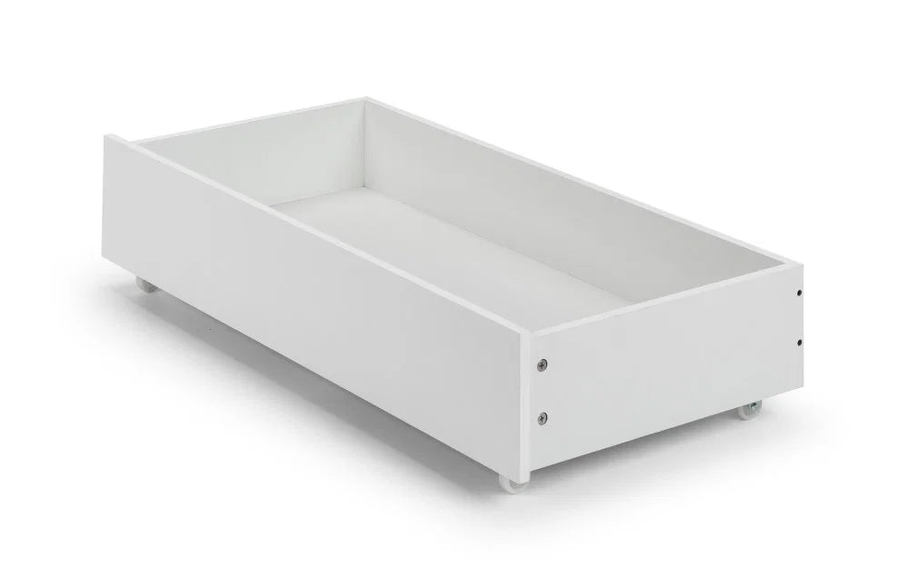 Manhattan Underbed Storage Drawers Set of 2 – White High Gloss Rolling Bedroom Storage for Manhattan Bookcase Bed