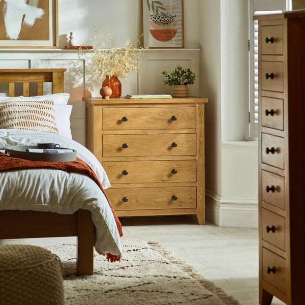 Julian Bowen Marlborough White Oak 4 Drawer Chest with Waxed Finish