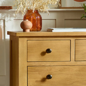 Julian Bowen Marlborough Oak 4+2 Drawer Chest – Solid White Oak & Oak Veneers Bedroom Storage Unit with Waxed Finish