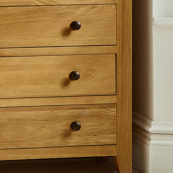 Julian Bowen Marlborough Oak 4+2 Drawer Chest – Solid White Oak & Oak Veneers Bedroom Storage Unit with Waxed Finish