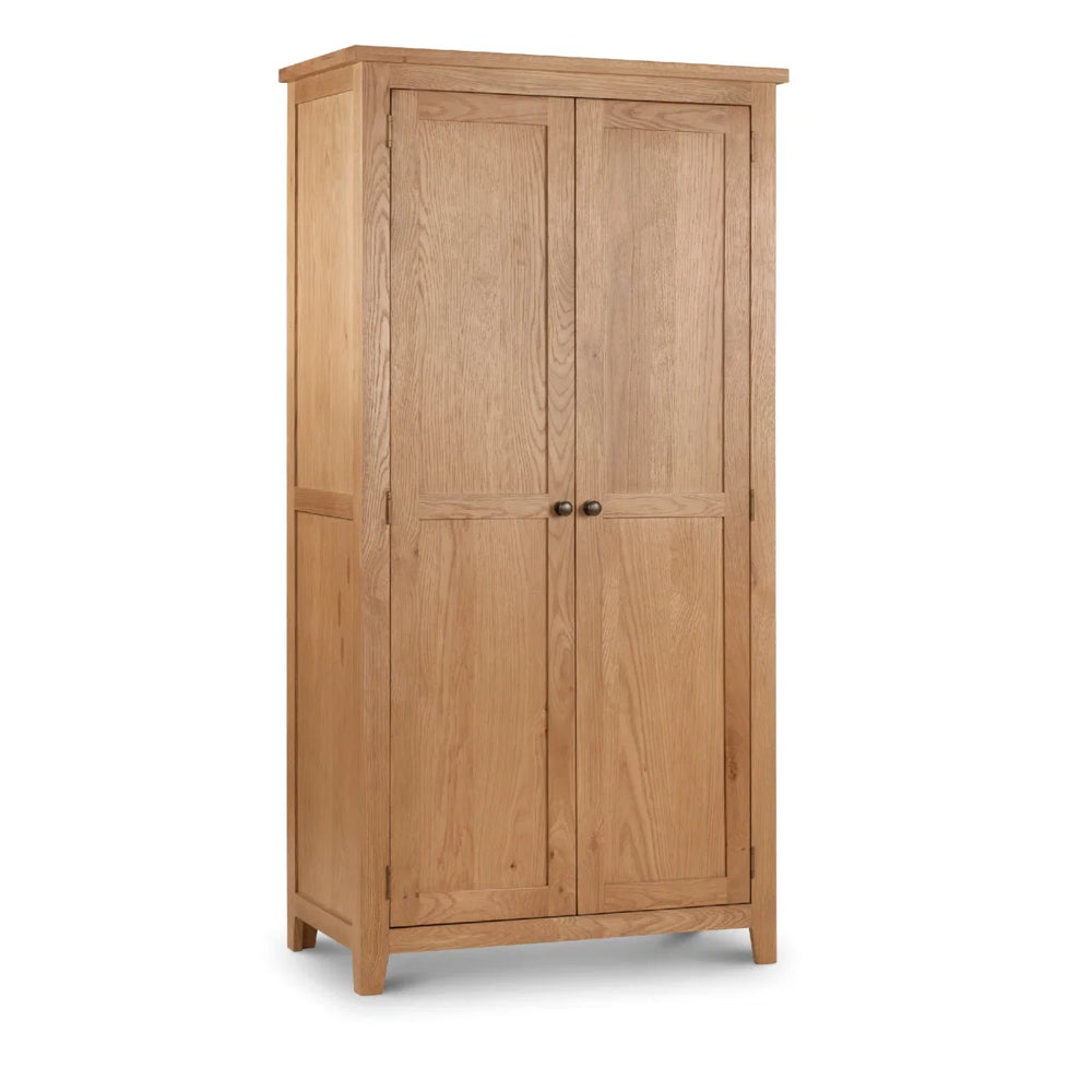 Julian Bowen Marlborough White Oak 2 Door Wardrobe with Internal Shelf & Waxed Finish