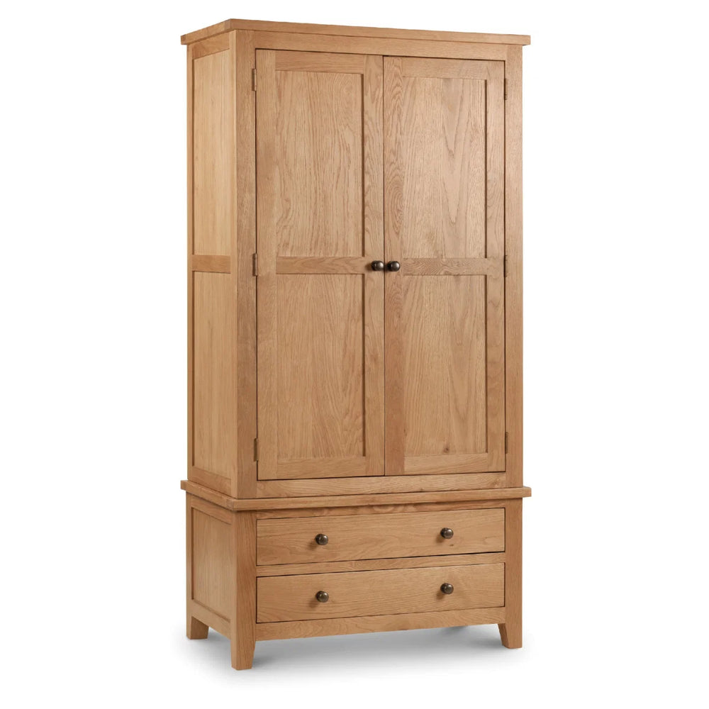 Julian Bowen Marlborough White Oak & Oak Veneer 2 Door 2 Drawer Combination Wardrobe