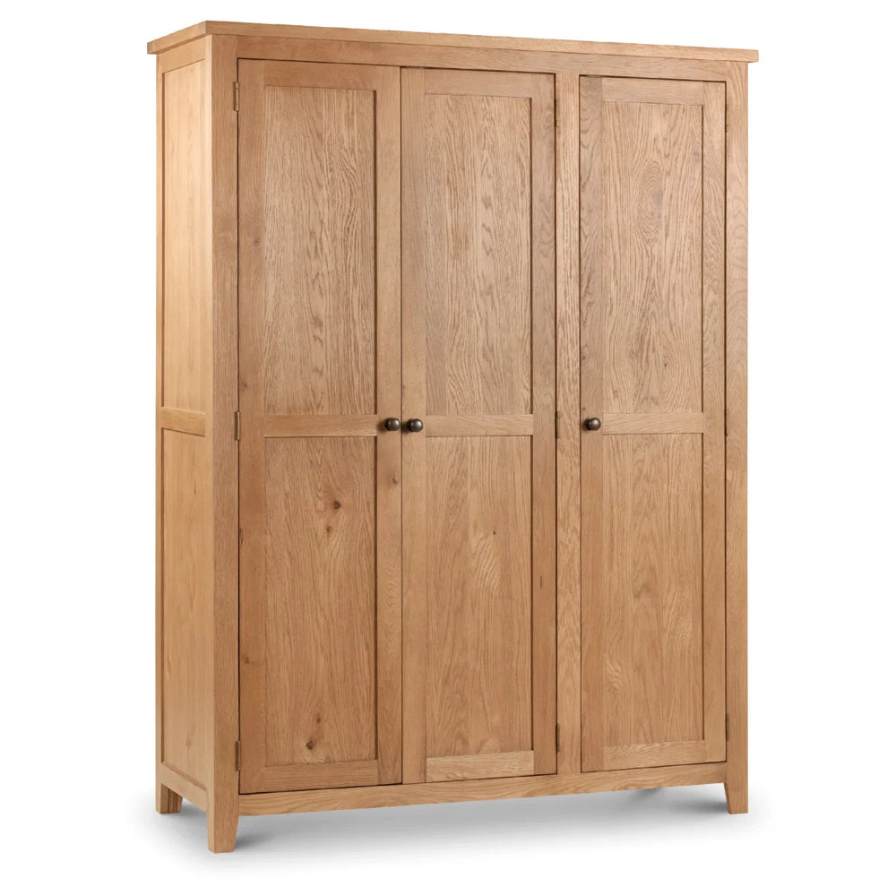 Julian Bowen Marlborough White Oak 3 Door Wardrobe with Hanging Rail & Shelving