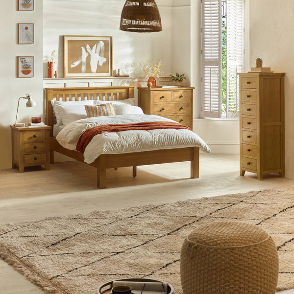 Julian Bowen Marlborough 3 Door Oak Wardrobe with Hanging Rail & Shelving Storage – Solid White Oak & Oak Veneers – Waxed Finish – 142cm