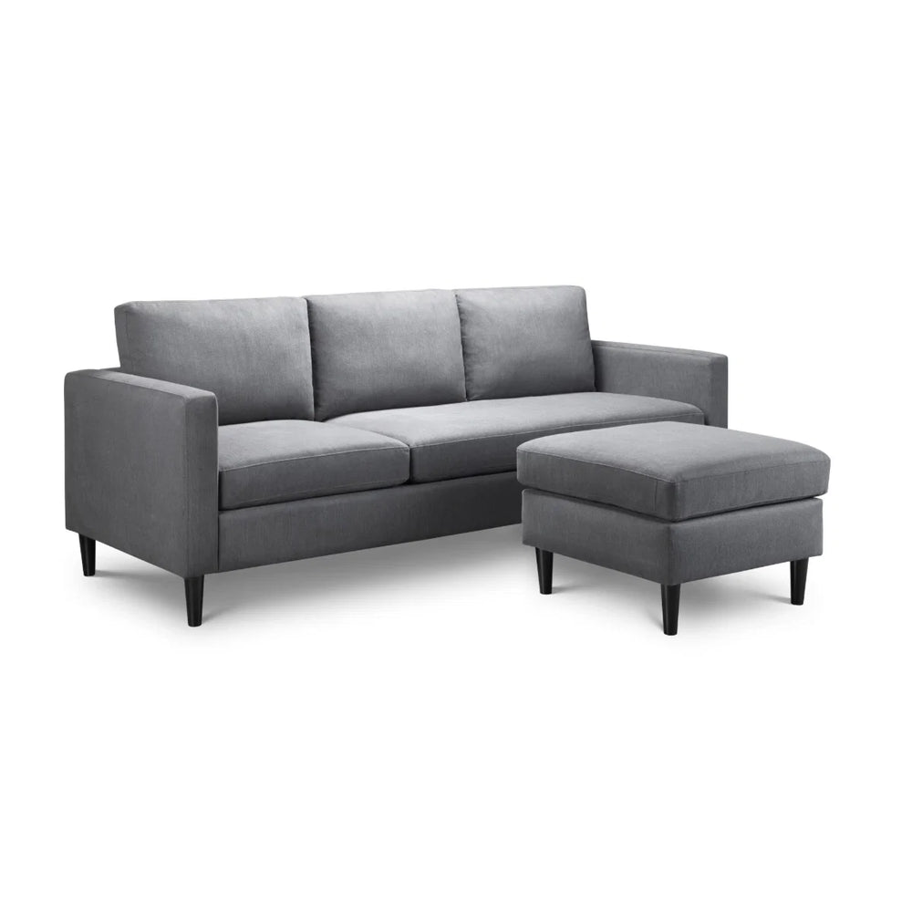Julian Bowen Marant Modular Corner Sofa in Forge Grey Linen Fabric with Reversible Chaise & Ottoman