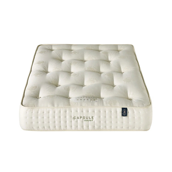 Capsule Nature UK Double Pocket Sprung Mattress with Wool, Cashmere & Silk Fillings – Double-Sided Natural Mattress – 135 x 190cm