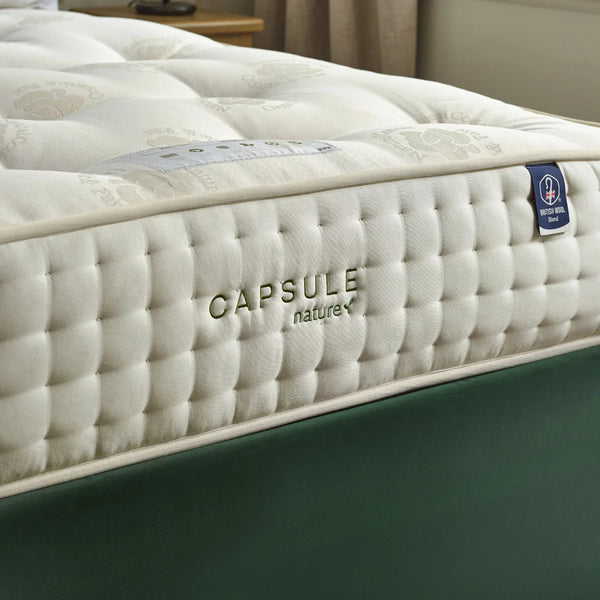Capsule Nature UK Double Pocket Sprung Mattress with Wool, Cashmere & Silk Fillings – Double-Sided Natural Mattress – 135 x 190cm