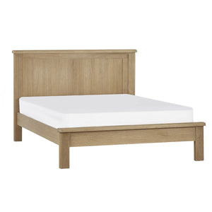 Memphis Limed Oak Wooden Bed Frame with Curved Panelled Headboard