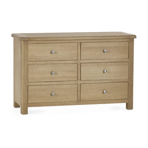 Memphis Limed Oak 6 Drawer Wide Chest of Drawers with Interchangeable Silver Handles